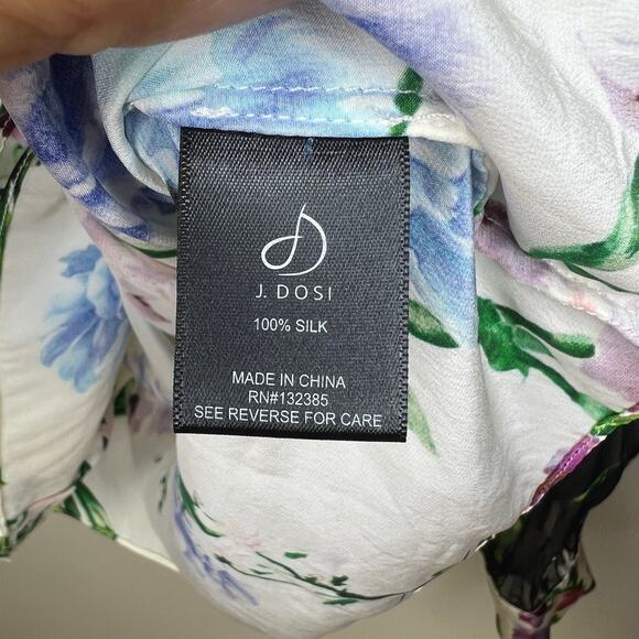 J. Dosi LA Celebrity Fashion Designer Silk‎ Floral Long Sleeve Blouse Top Size 1 - Picture 8 of 9